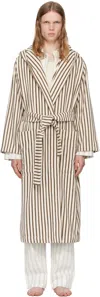 Tekla Womens Kodiak Stripes Hooded Striped Organic-cotton Robe