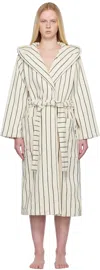Tekla Off-white & Green Terry Hooded Bathrobe
