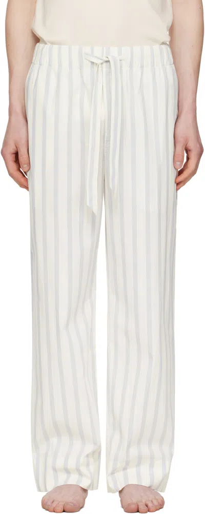 Tekla Off-white & Navy Poplin Pyjama Pants