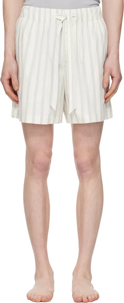 Tekla Off-white & Navy Poplin Pyjama Shorts