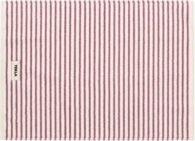 Tekla Off-white & Red Terry Bath Mat In Brown