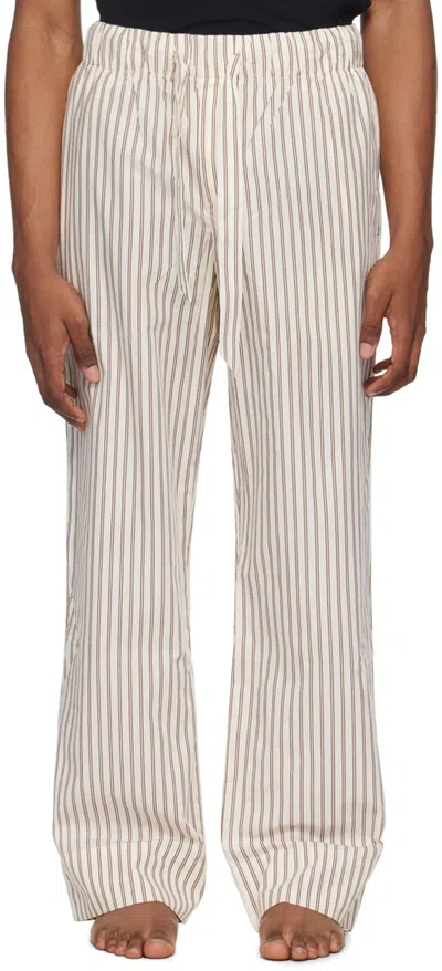 Tekla Off-white Drawstring Pyjama Trousers In Hopper Stripes