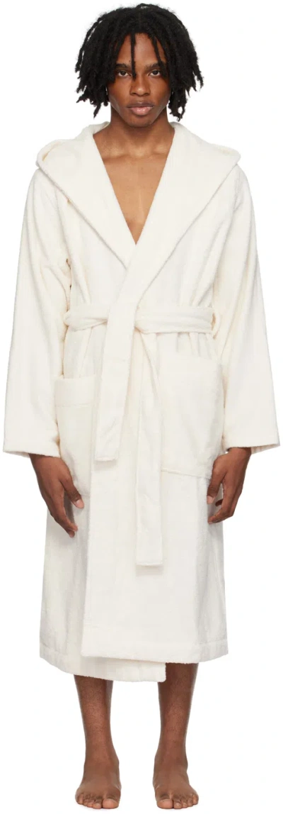 Tekla Off-white Hooded Bathrobe In Ivory - Solid
