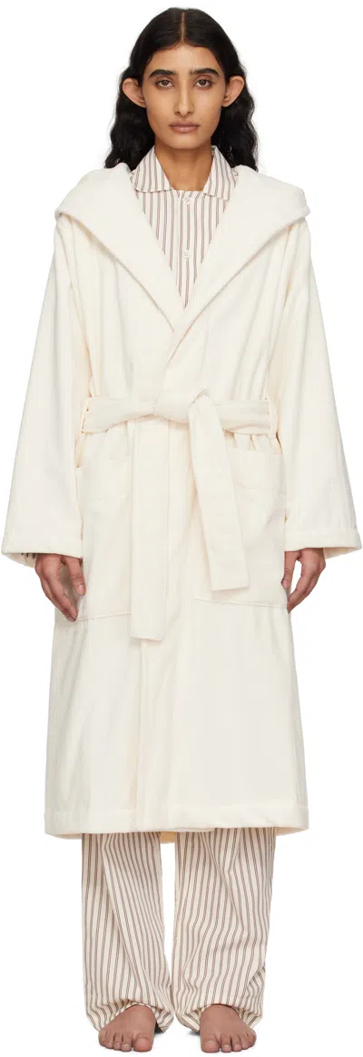 Tekla Off-white Hooded Bathrobe In Ivory
