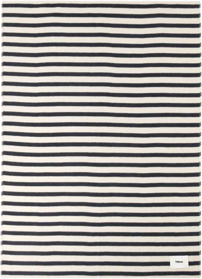 Tekla Off-white Lambswool Blanket In Black