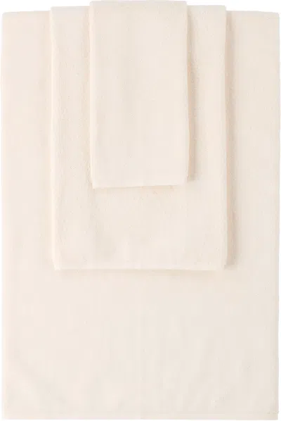 Tekla Off-white Terrycloth Towel Set, 3 Pcs In Neutral