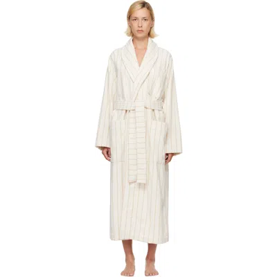 Tekla Off-white & Beige Terry Classic Bathrobe In Sienna Stripes