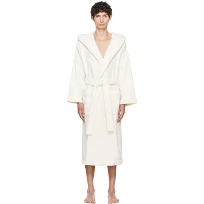 Tekla Off-white Terry Hooded Bathrobe In 8-ivory