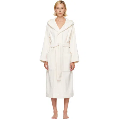 Tekla Off-white Terry Hooded Bathrobe In Ivory