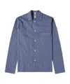 Tekla Camp-collar Striped Organic Cotton-poplin Pyjama Shirt In Blue