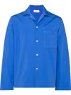 Tekla Camp-collar Organic Cotton-poplin Pyjama Shirt In Blue