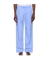 Tekla Organic Cotton Poplin Pajama Pants In Blue