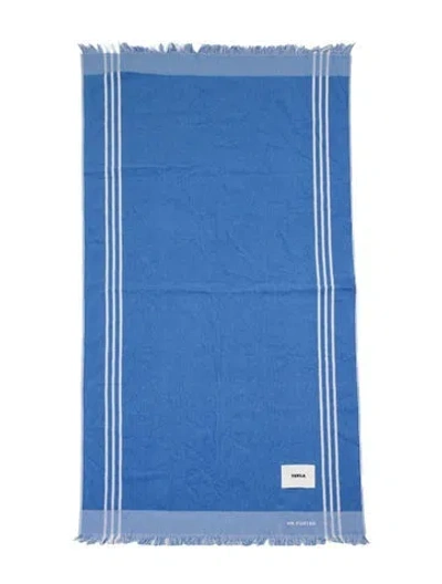 Pre-owned Tekla Organic Terry Cloth Pattern Print Beach Towel In Blue