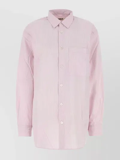 Tekla Oversized Striped Pyjama Shirt Pocket In Pink