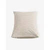 Tekla Percale Cotton Pillowcase Clay Stripe In Brown
