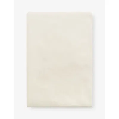 Tekla Percale King Fitted Cotton Sheet Winter White