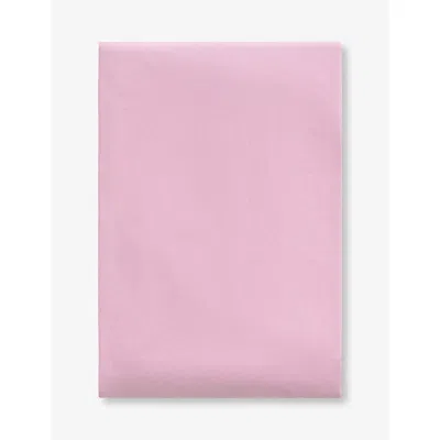 Tekla Percale King Fitted Cotton Sheet Mallow Pink