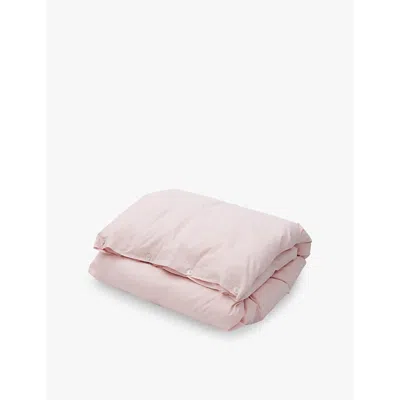 Tekla Percale Stripe-pattern Double Organic-cotton Duvet Cover Petal Pink