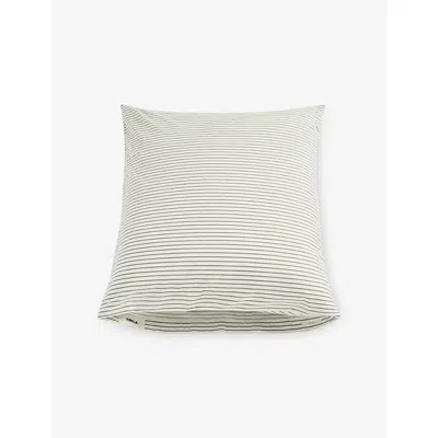 Tekla Pickford Stripes Percale Striped Standard Cotton Pillowcase In White