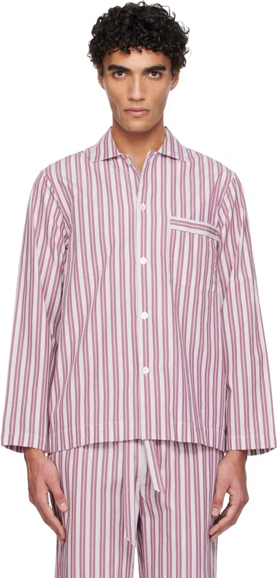 Tekla Pink & White Poplin Long-sleeved Pyjama Shirt