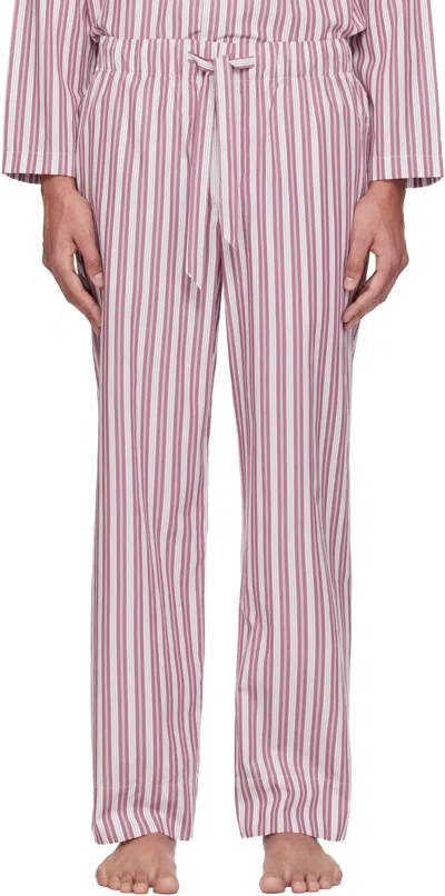 Tekla Striped Drawstring Pajama Pants In Pink