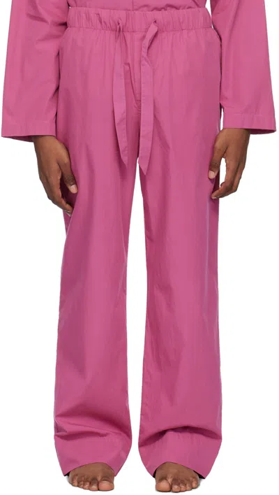 Tekla Pink Drawstring Pyjama Trousers In Lingonberry