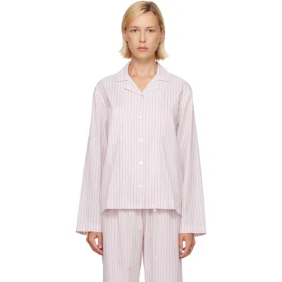 Tekla Pink Fine Twill Long-sleeved Pyjama Shirt In Hessel Stripes
