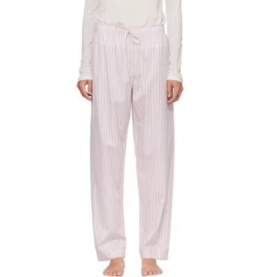 Tekla Pink Fine Twill Pyjama Pants In Hessel Stripes