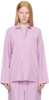 Tekla Pink Poplin Long-sleeved Pyjama Shirt