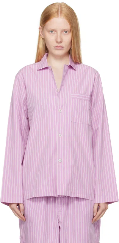 Tekla Pink Poplin Long-sleeved Pyjama Shirt
