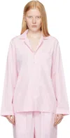 Tekla Pink Poplin Long-sleeved Pyjama Shirt