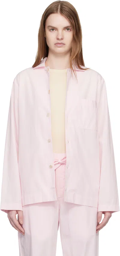 Tekla Pink Poplin Long-sleeved Pyjama Shirt