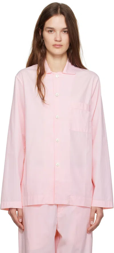 Tekla Pink Poplin Long-sleeved Pyjama Shirt In Soft Pink