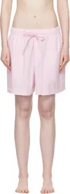 Tekla Pink Poplin Pyjama Shorts
