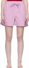 Tekla Pink Poplin Pyjama Shorts In Pink