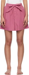 Tekla Pink Poplin Pyjama Shorts In Lingonberry