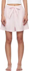 Tekla Pink Poplin Pyjama Shorts In Soft Pink