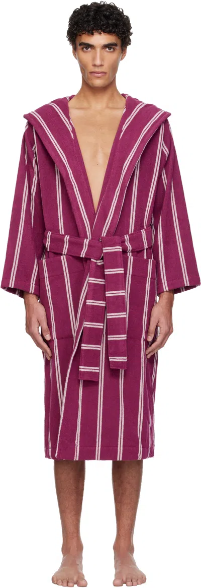 Tekla Pink Terry Hooded Bathrobe