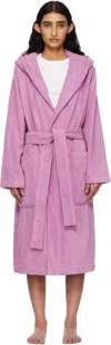 Tekla Pink Terry Hooded Bathrobe In Magenta