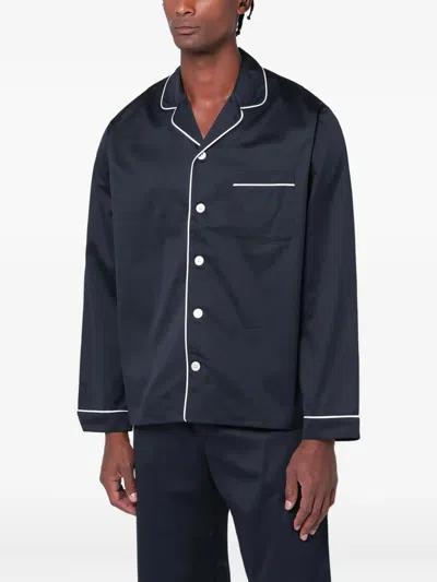 Tekla Piped Pyjama In Black