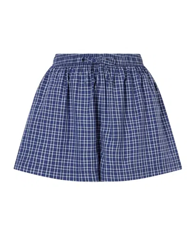 Tekla Plaid 100% Cotton Shorts In Black