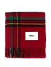 Tekla Embroidered Wool Blanket In Red