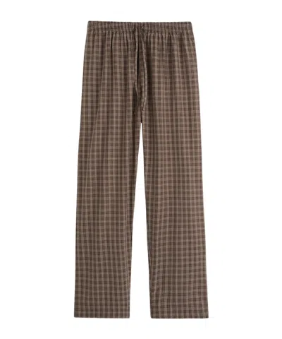Tekla Plaid Pajama Pants In Brown