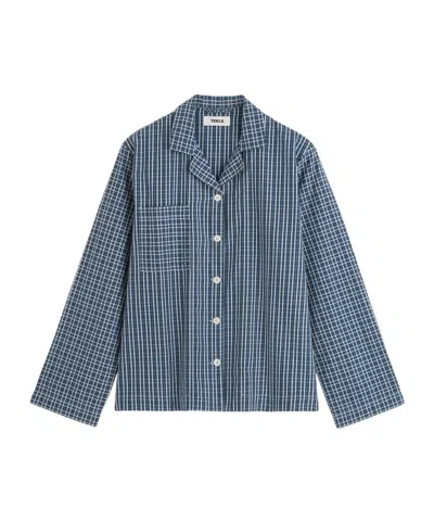 Tekla Plaid Shirt Pajamas In Blue