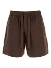 Tekla Poplin-cotton Drawstring Shorts In Brown