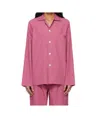 Tekla Purple Long Sleeve Pyjama Shirt In Pink