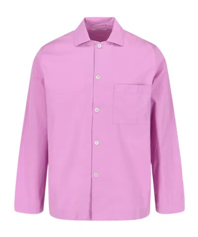 Tekla Poplin Long-sleeved Pyjama Shirt In Pink