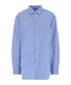 Tekla Cerulean Blue Poplin Oversize Pyjama Shirt In Burgundy