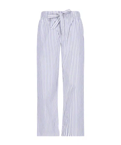 Tekla Striped Organic Cotton Pyjama Trousers In White/blue