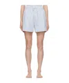 Tekla White & Blue Drawstring Pyjama Shorts In Off-white/blue
